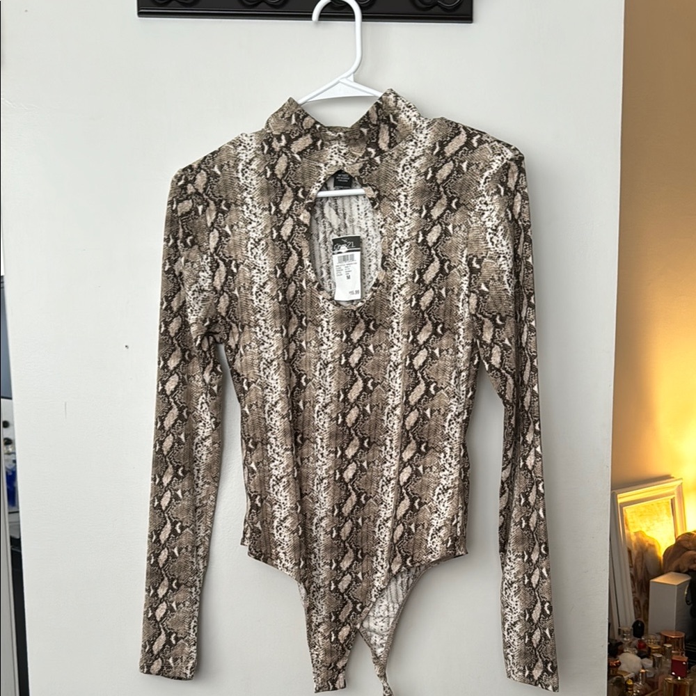 Snakeskin Long Sleeve Bodysuit